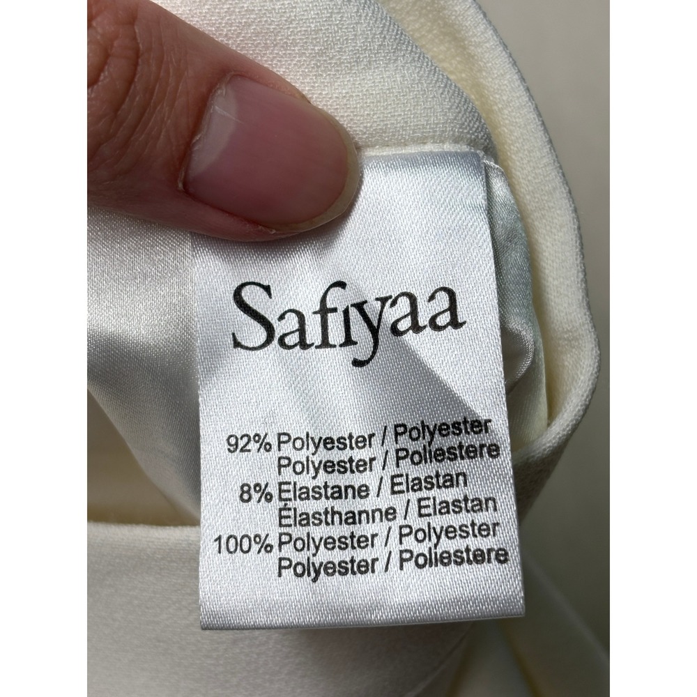 Safiyaa Ivory High Rise Flare Crepe Trousers Pants White‎ US 8 UK 12 FR 40 - Picture 3 of 10